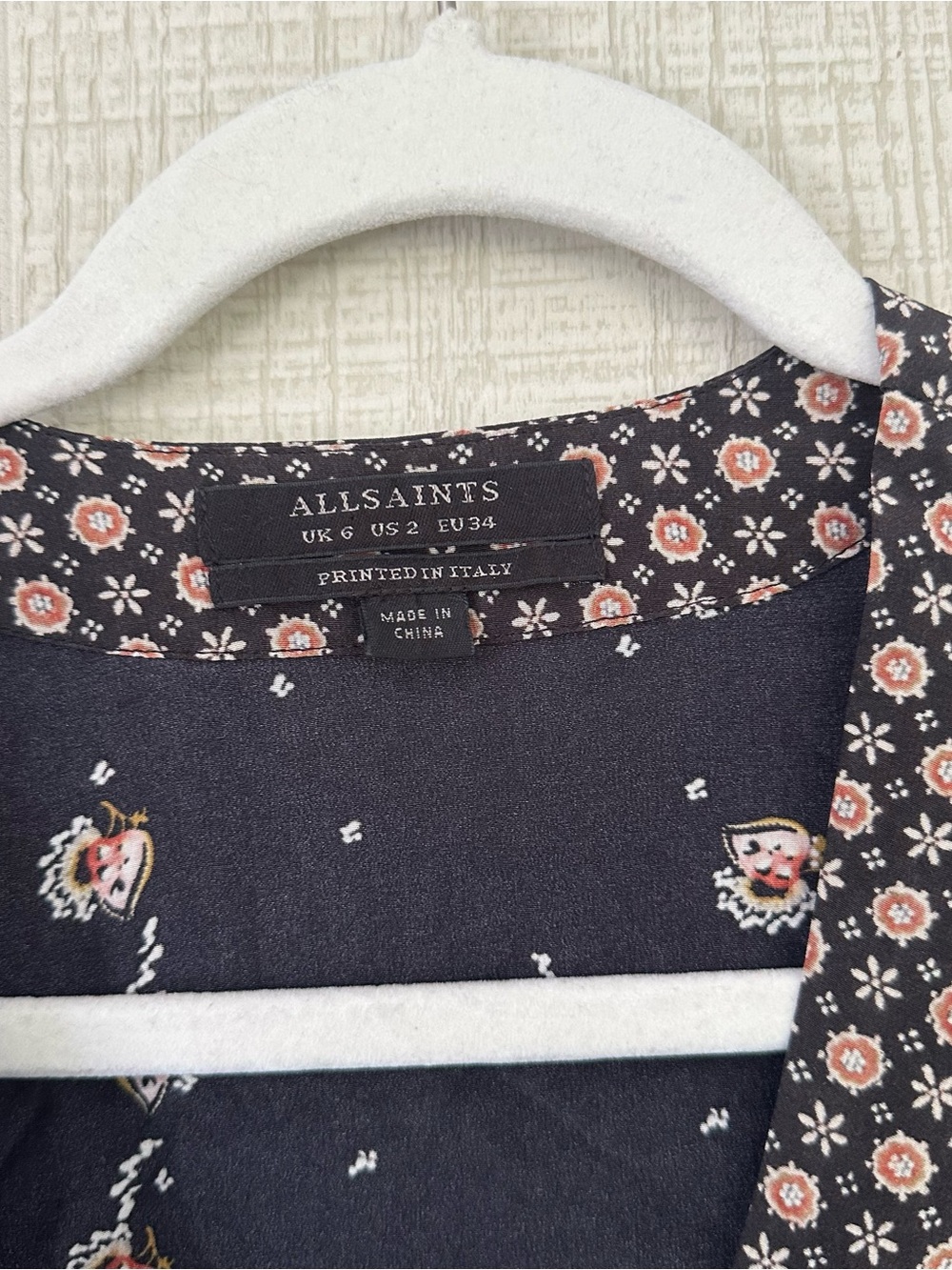 AllSaints Alva Fraise 100% Silk Wrap Kimono Dress Italy US 2 - Picture 2 of 5